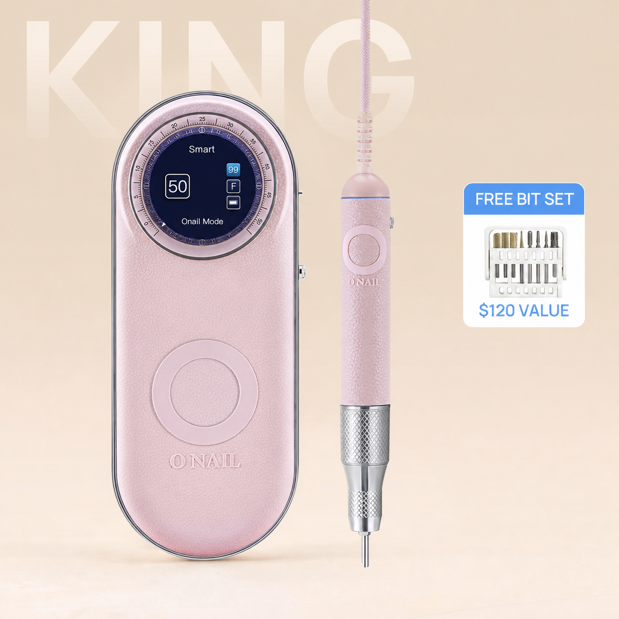 ONAIL Nail Drill Pro Max - Single Handpiece Version - PINK official ONAIL gallery image [ONAIL-GALLERY:drill-13]
