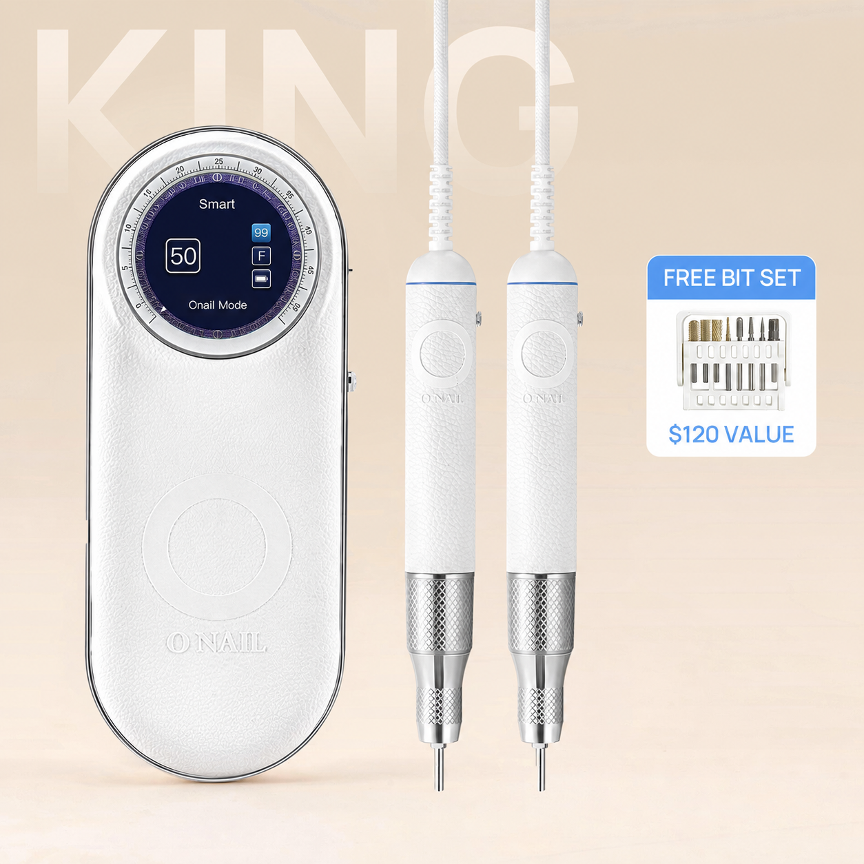 ONAIL Nail Drill Pro Max - Dual Handpiece Version - WHITE official ONAIL gallery image [ONAIL-GALLERY:drill-15]