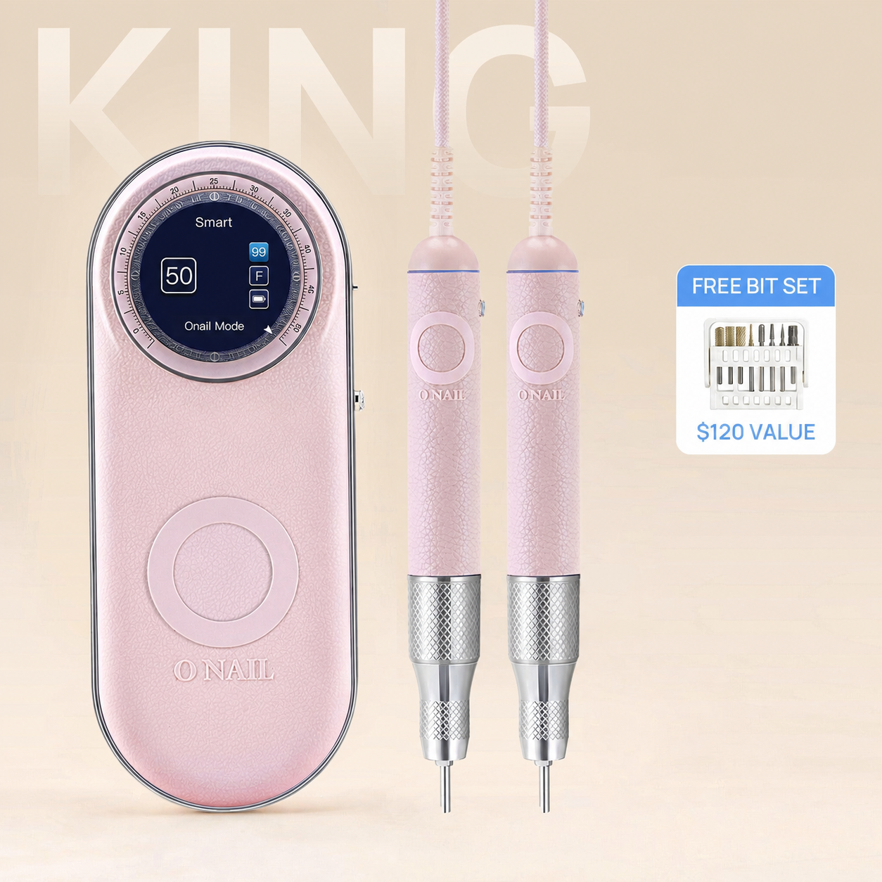 ONAIL Nail Drill Pro Max - Dual Handpiece Version - PINK official ONAIL gallery image [ONAIL-GALLERY:drill-17]