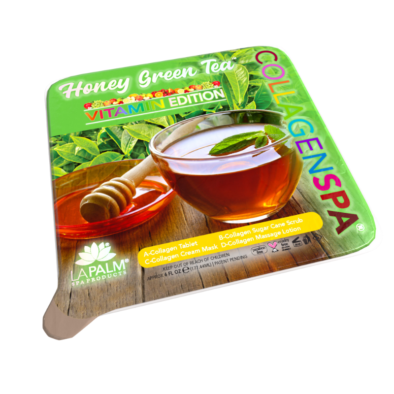 La Palm CollagenSpa 4-Step Pedicure Tray - Honey Matcha Green Tea - Box of 24