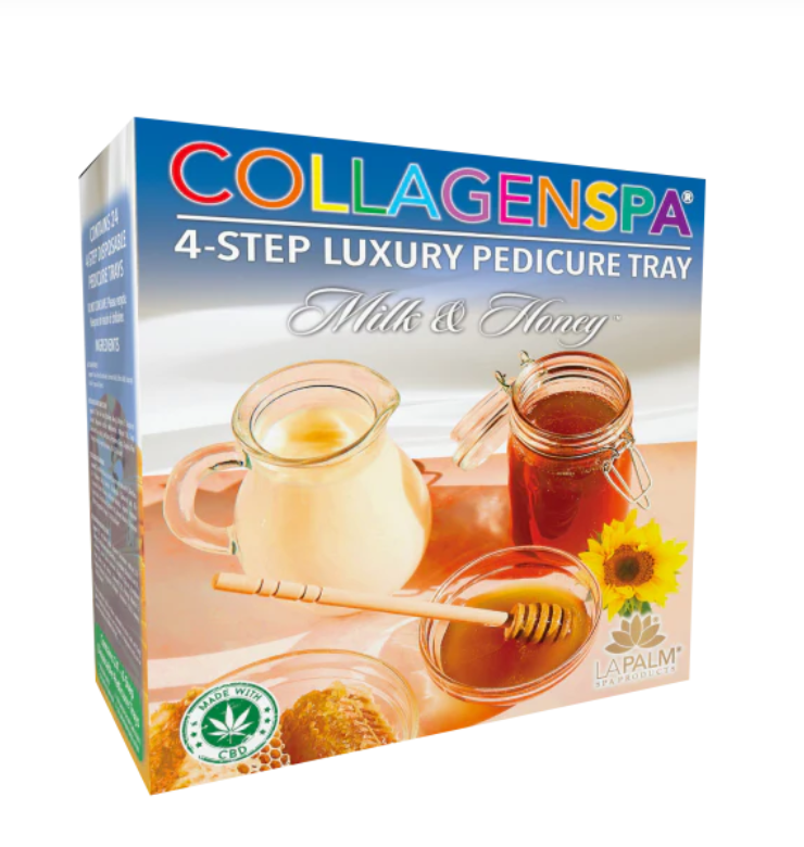 La Palm CollagenSpa 4-Step Pedicure Tray - Honey & Milk - Case of 4 Boxes/96