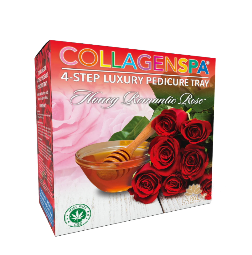 La Palm CollagenSpa 4-Step Pedicure Tray - Honey Romantic Rose - Case of 4 Boxes/96