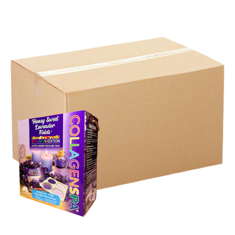 La Palm CollagenSpa 4-Step Pedicure Tray - Honey Sweet Lavender Fields  - Case of 4/96