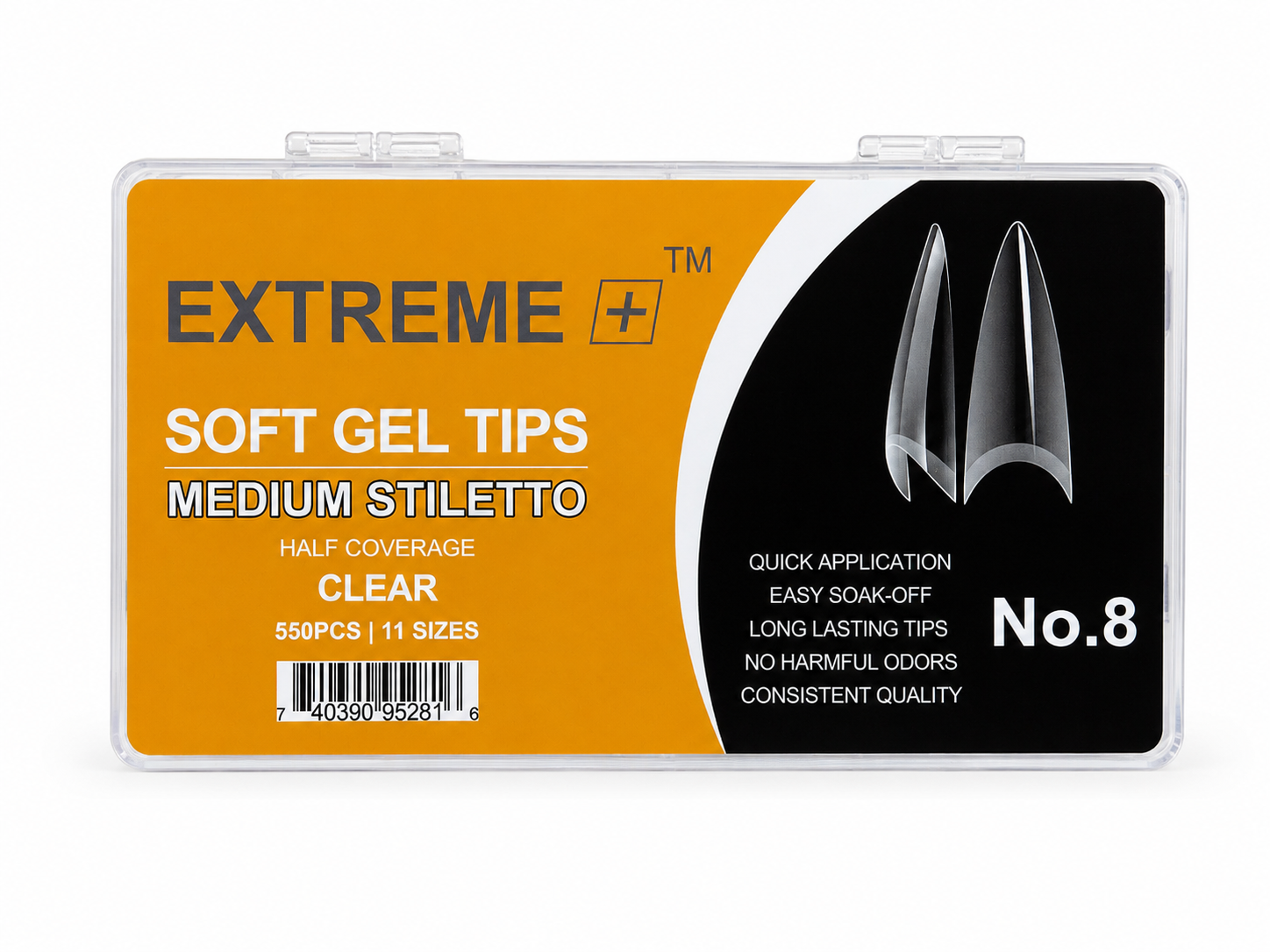 Đầu móng tay trong suốt EXTREME+ số 8 _ Móng nhọn cỡ trung