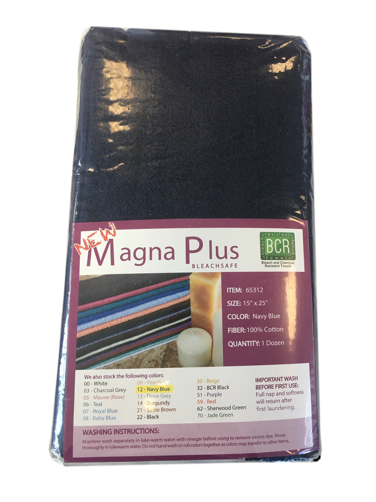 12 PCS Magna Plus Cotton Towels 100% Cotton - Navy Blue