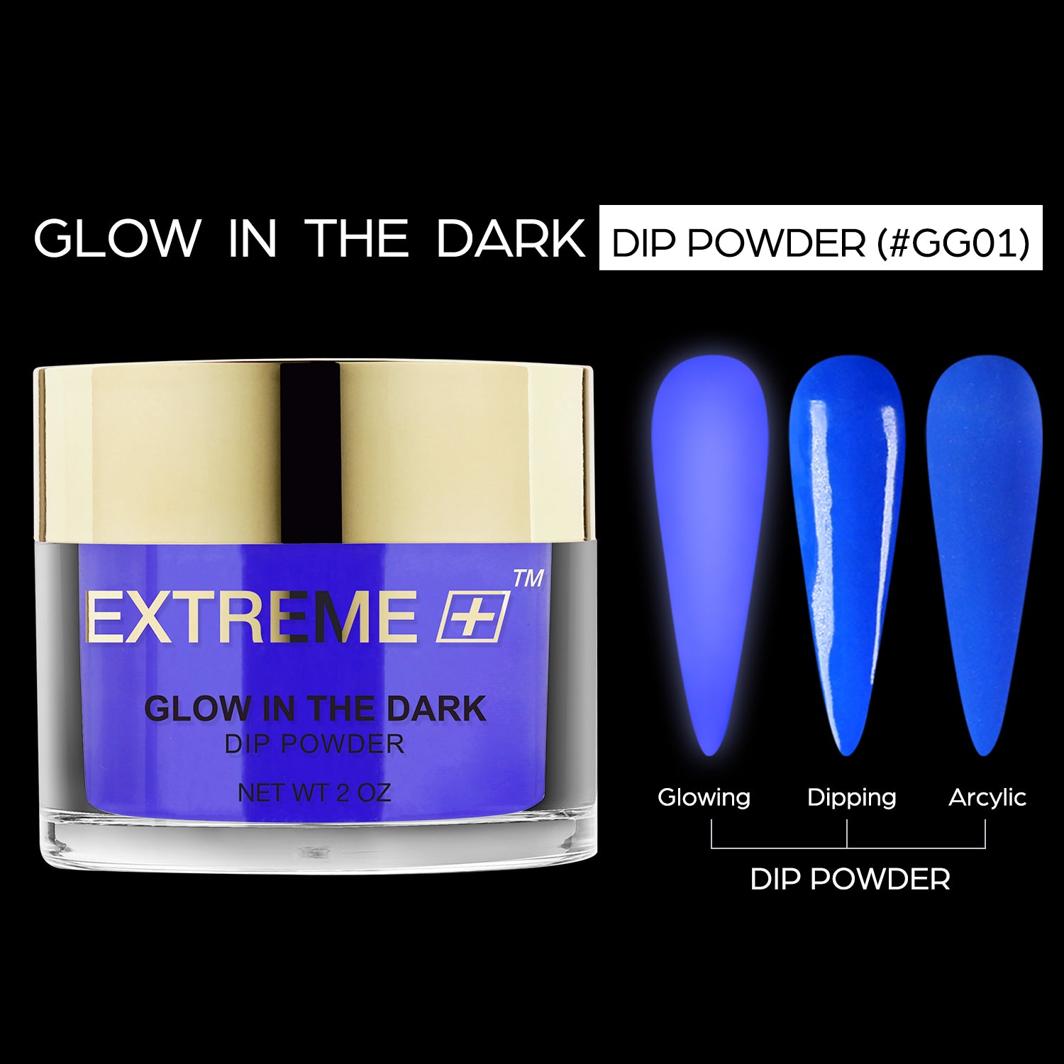 D_EXTREME+ Glow in the Dark Dip Powder 2 oz - #001 - (1F1)