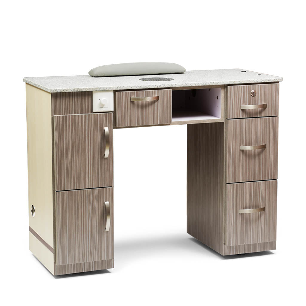 Nail Table - T91DE - with Vent Hood - Golden Galaxy Granite