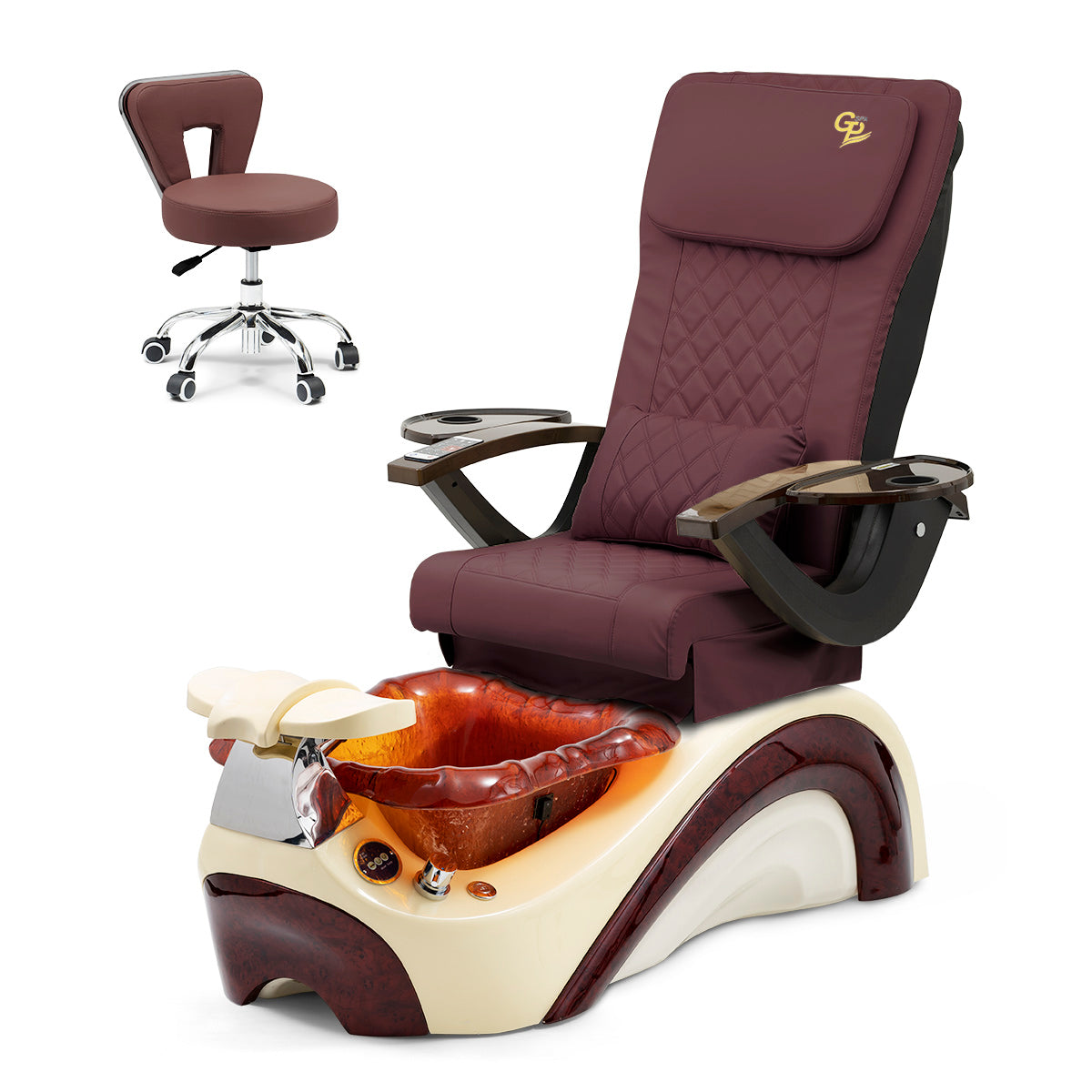 Trọn Bộ Ghế Spa Phoenix Pedi Ghế Pedi - Đế Kem - Bát Sô Cô La - Da C01