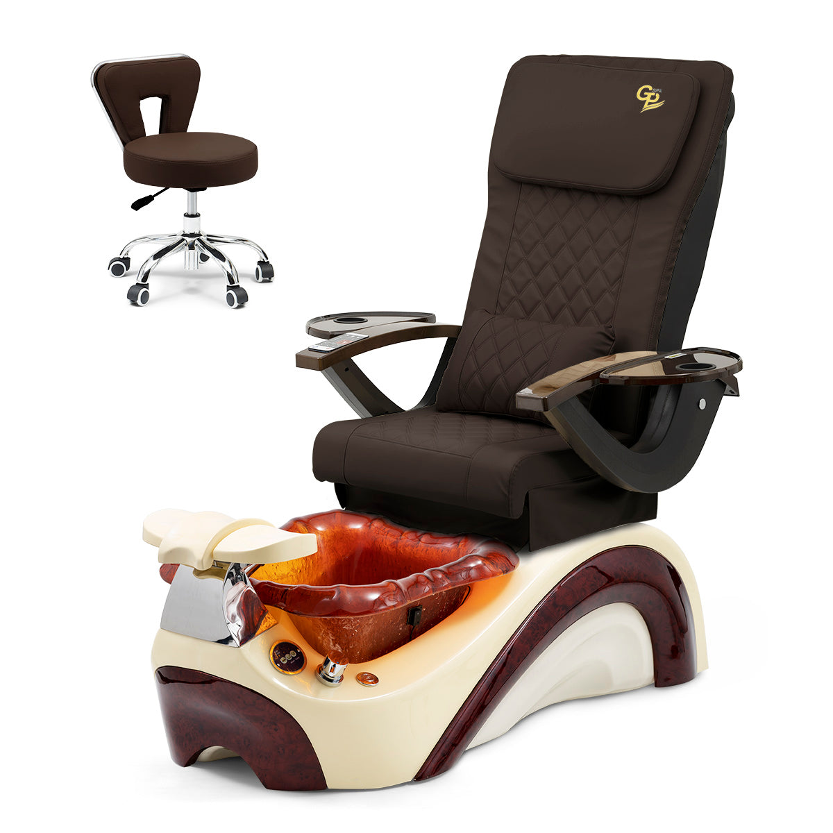 Trọn Bộ Ghế Spa Phoenix Pedi Ghế Pedi - Đế Kem - Bát Sô Cô La - Da C01