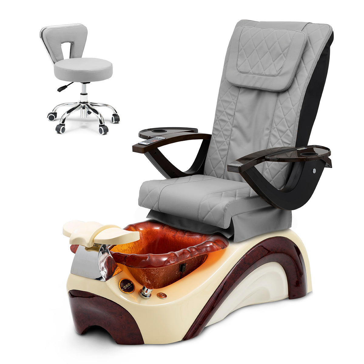 Ghế Spa Phoenix Pedicure Trọn Bộ Kèm Ghế Pedi - Đế Kem - Bát Sô Cô La - Da Kim Cương