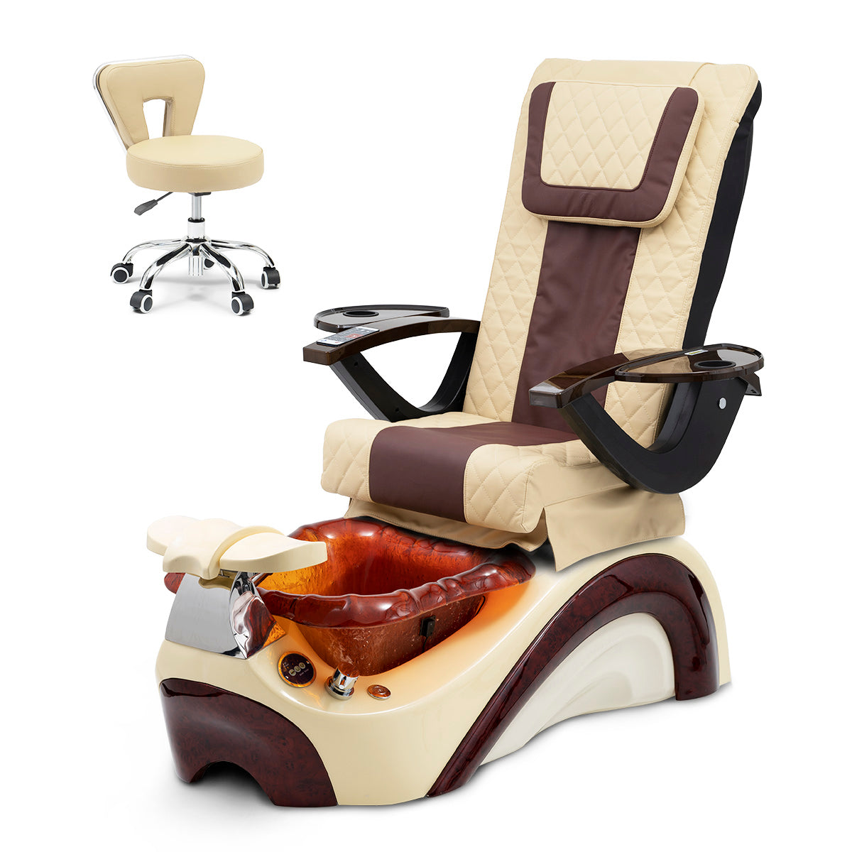 Ghế Spa Phoenix Pedicure Trọn Bộ Kèm Ghế Pedi - Đế Kem - Bát Sô Cô La - Da Kim Cương