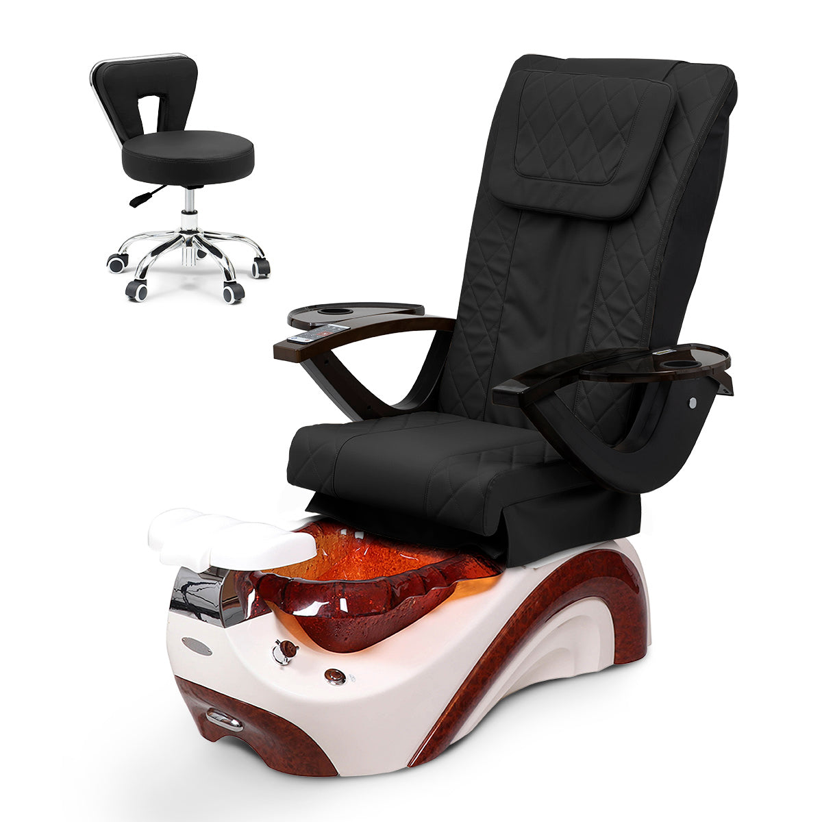 Ghế Spa Phoenix Pedicure Trọn Bộ Kèm Ghế Pedi - Đế Trắng Ngọc Trai - Bát Nhựa Sô Cô La - Da Kim Cương
