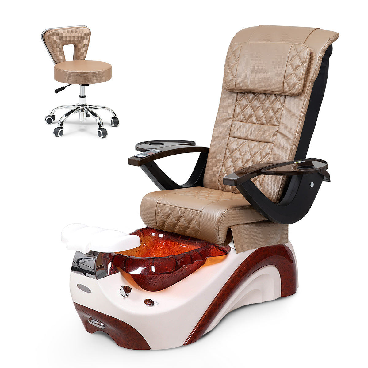 Ghế Spa Phoenix Pedicure Trọn Bộ Kèm Ghế Pedi - Đế Trắng Ngọc Trai - Bát Nhựa Sô Cô La - Sợi Carbon