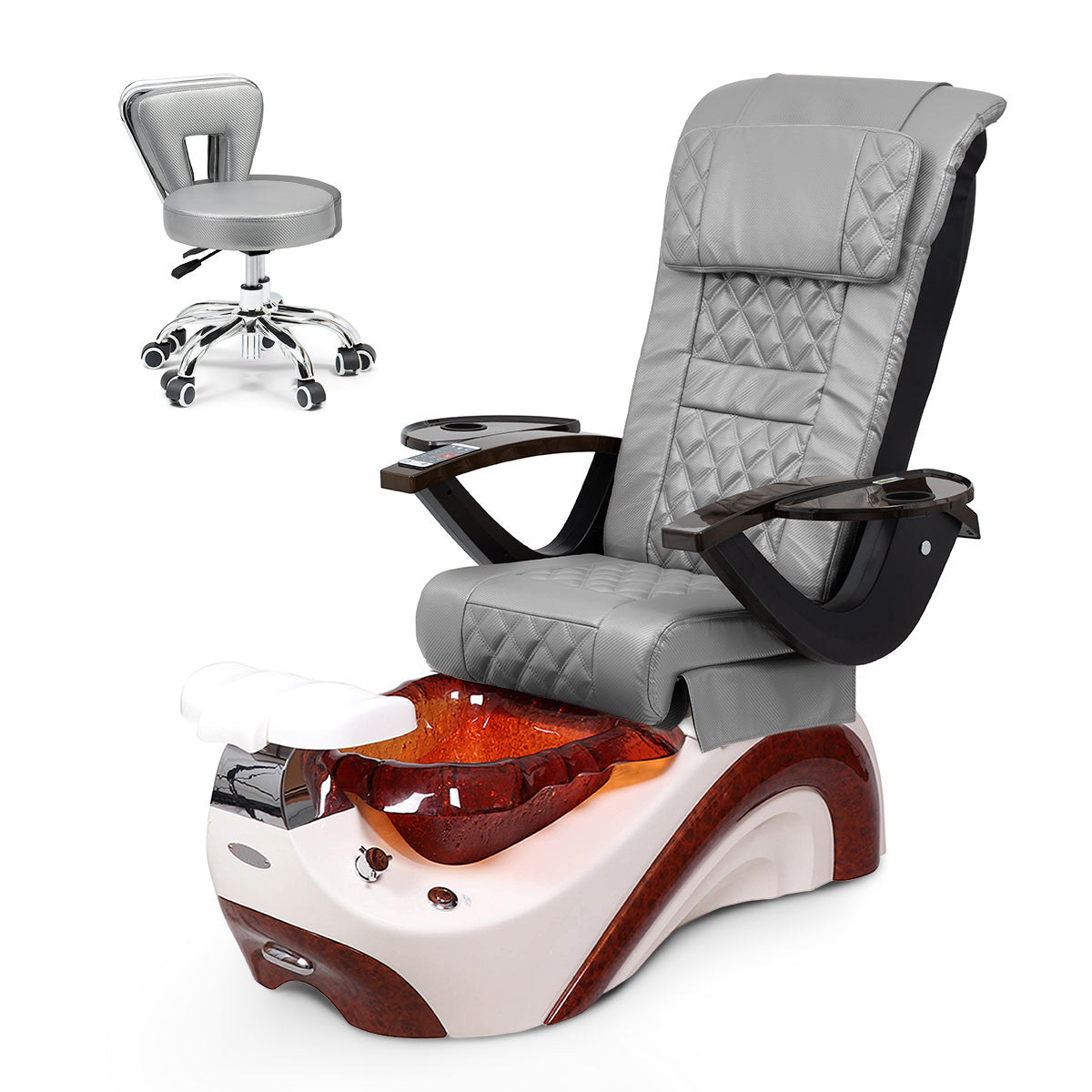 Ghế Spa Phoenix Pedicure Trọn Bộ Kèm Ghế Pedi - Đế Trắng Ngọc Trai - Bát Nhựa Sô Cô La - Sợi Carbon