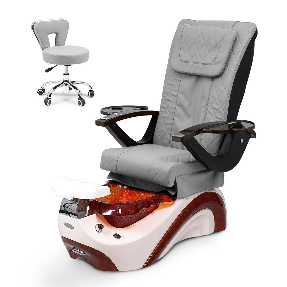 Ghế Spa Phoenix Pedicure Trọn Bộ Kèm Ghế Pedi - Đế Trắng Ngọc Trai - Bát Nhựa Sô Cô La - Da Kim Cương