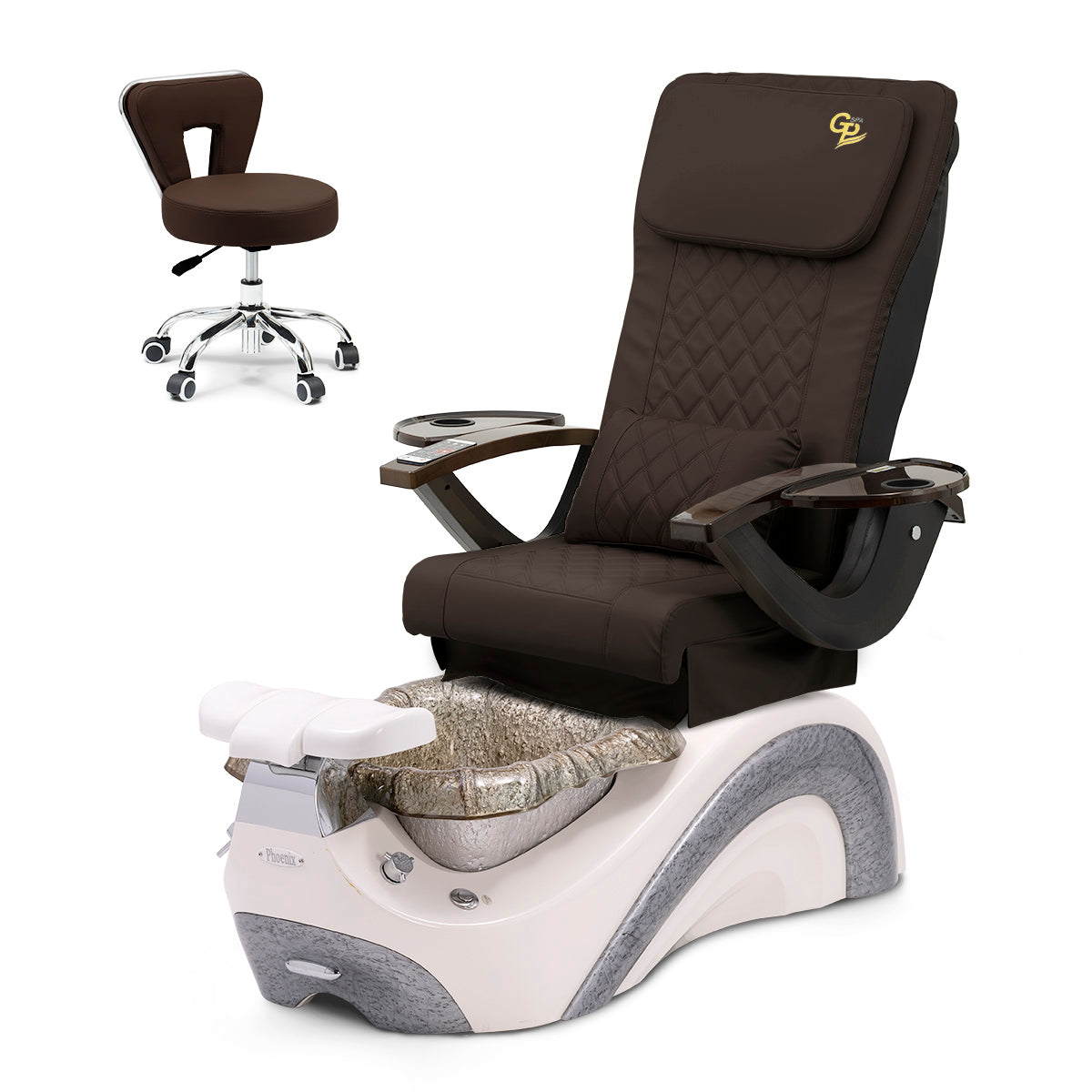 Trọn Bộ Ghế Spa Phoenix Pedi Ghế Pedi - Chân Trắng Ngọc Trai - Bát Thủy Tinh Bạc - Da C01