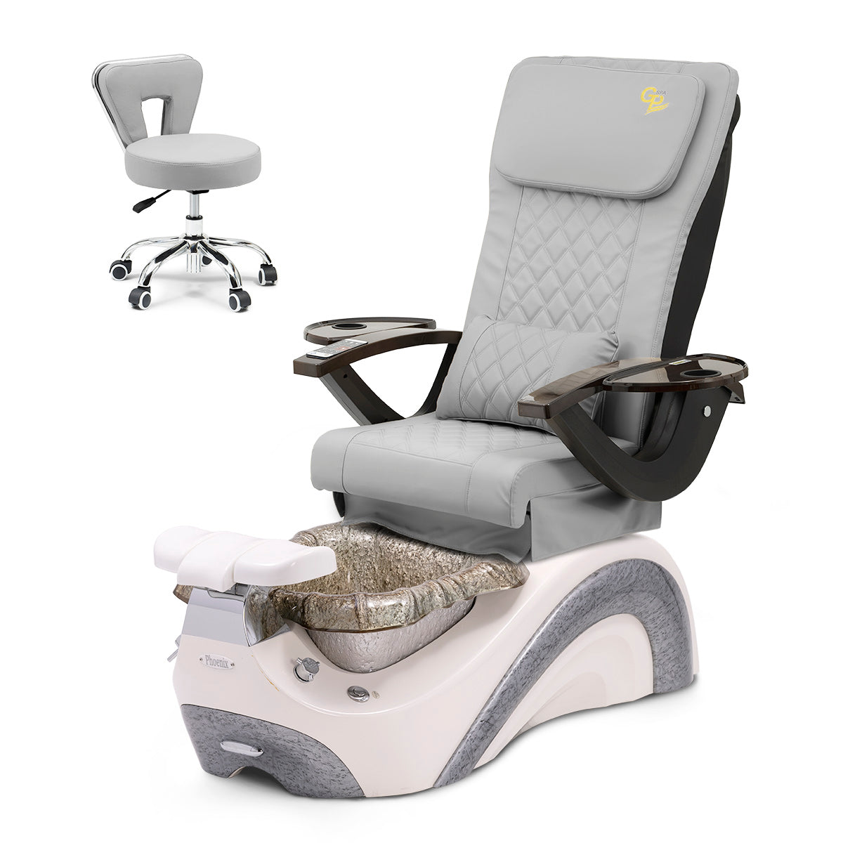 Trọn Bộ Ghế Spa Phoenix Pedi Ghế Pedi - Chân Trắng Ngọc Trai - Bát Thủy Tinh Bạc - Da C01
