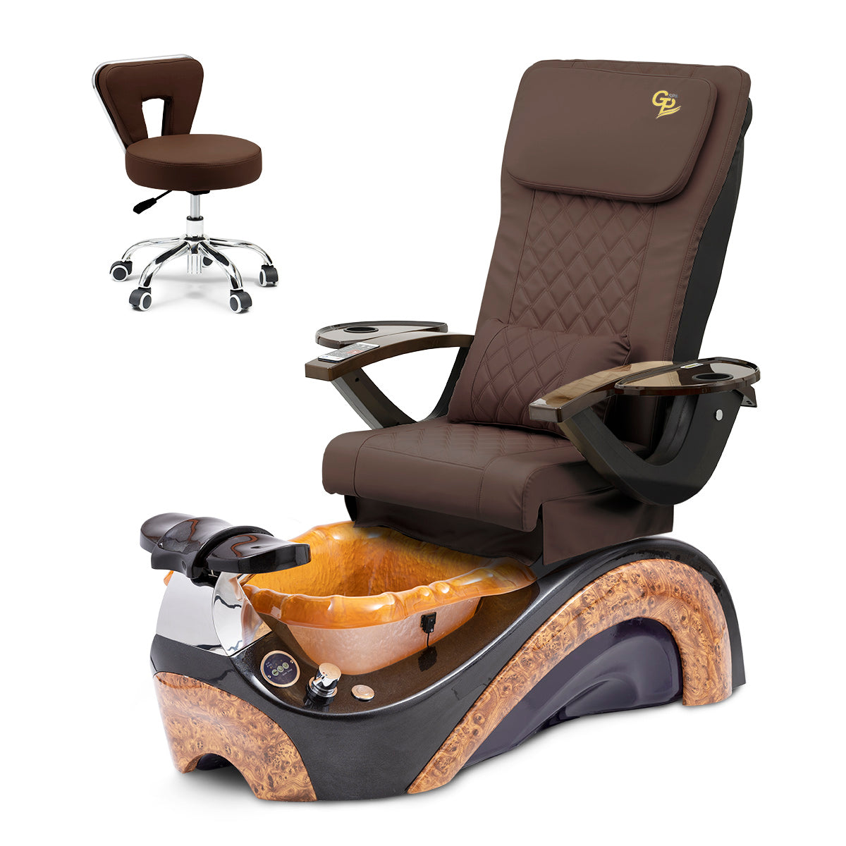 Trọn Bộ Ghế Spa Phoenix Pedi Ghế Pedi - Đế Socola - Bát Nhựa Vàng - Da C01