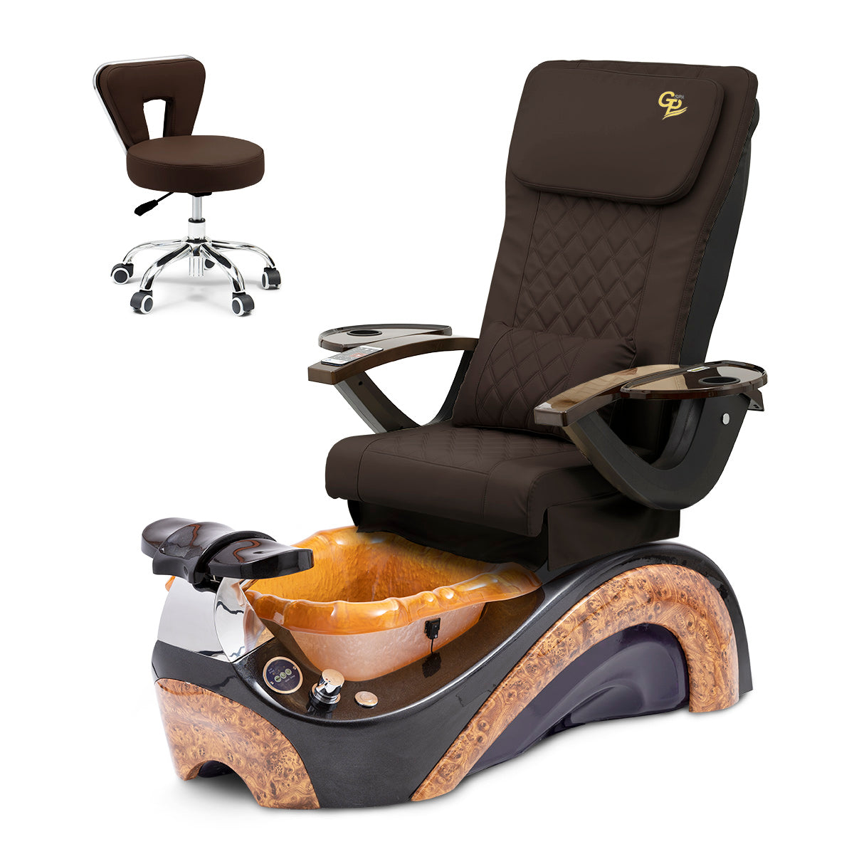 Trọn Bộ Ghế Spa Phoenix Pedi Ghế Pedi - Đế Socola - Bát Nhựa Vàng - Da C01