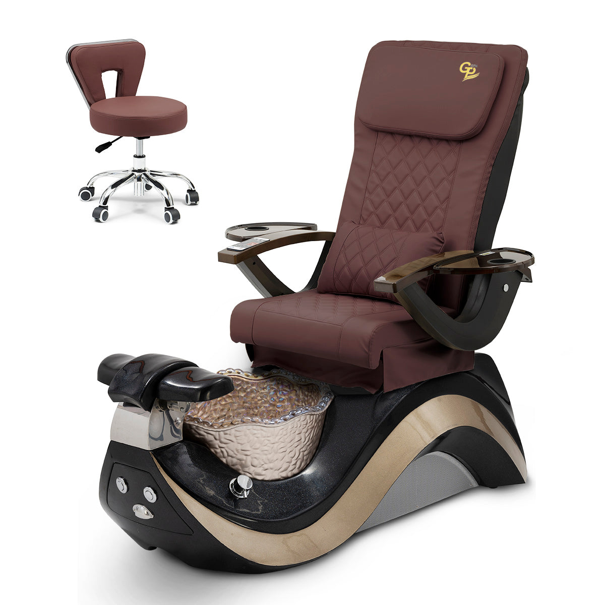 Ghế Spa Robin Pedicure Trọn Bộ Kèm Ghế Pedi - Đế Đen - Ruột Vàng - Da C01
